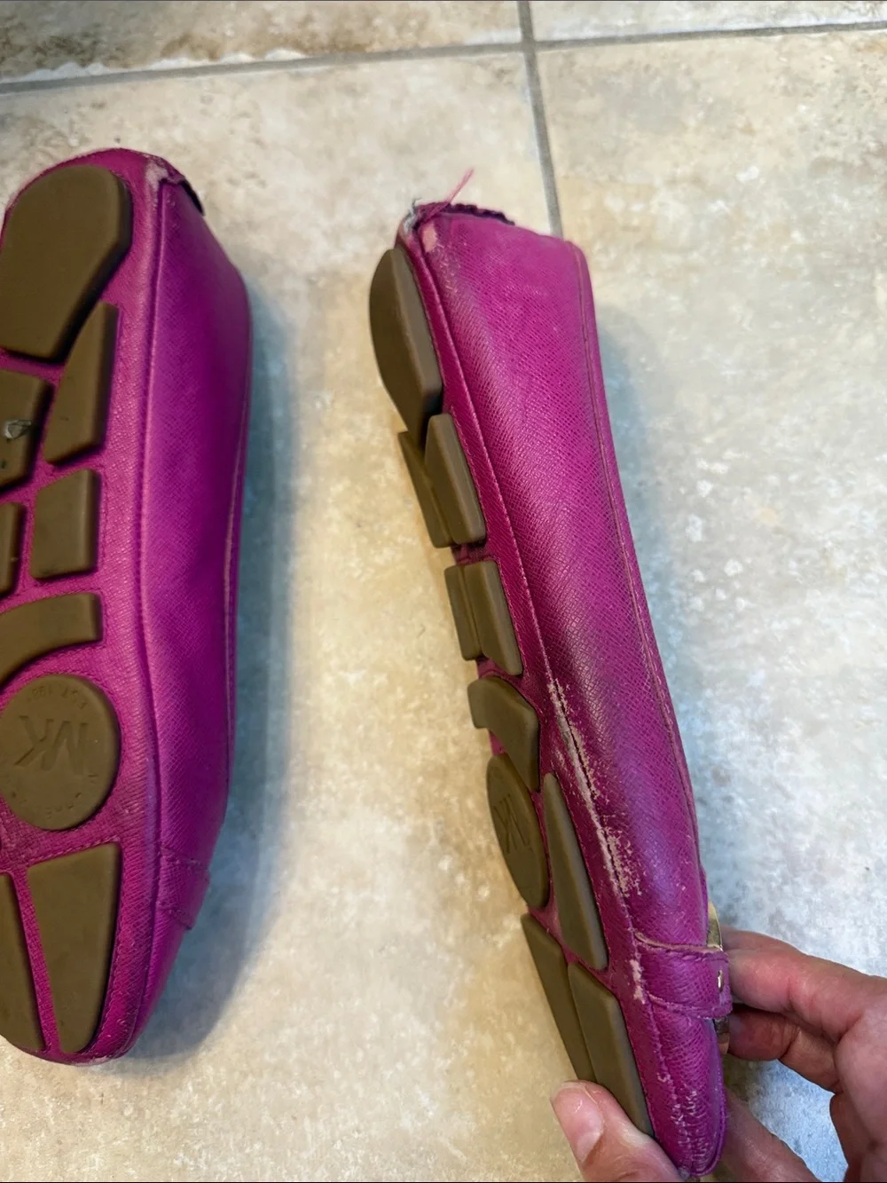 Michael Kors Hot Pink MK Logo Leather Ballet Flats